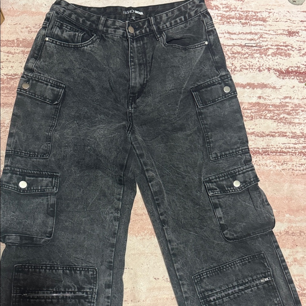 Fashion Nova Charcoal Cargo Pants